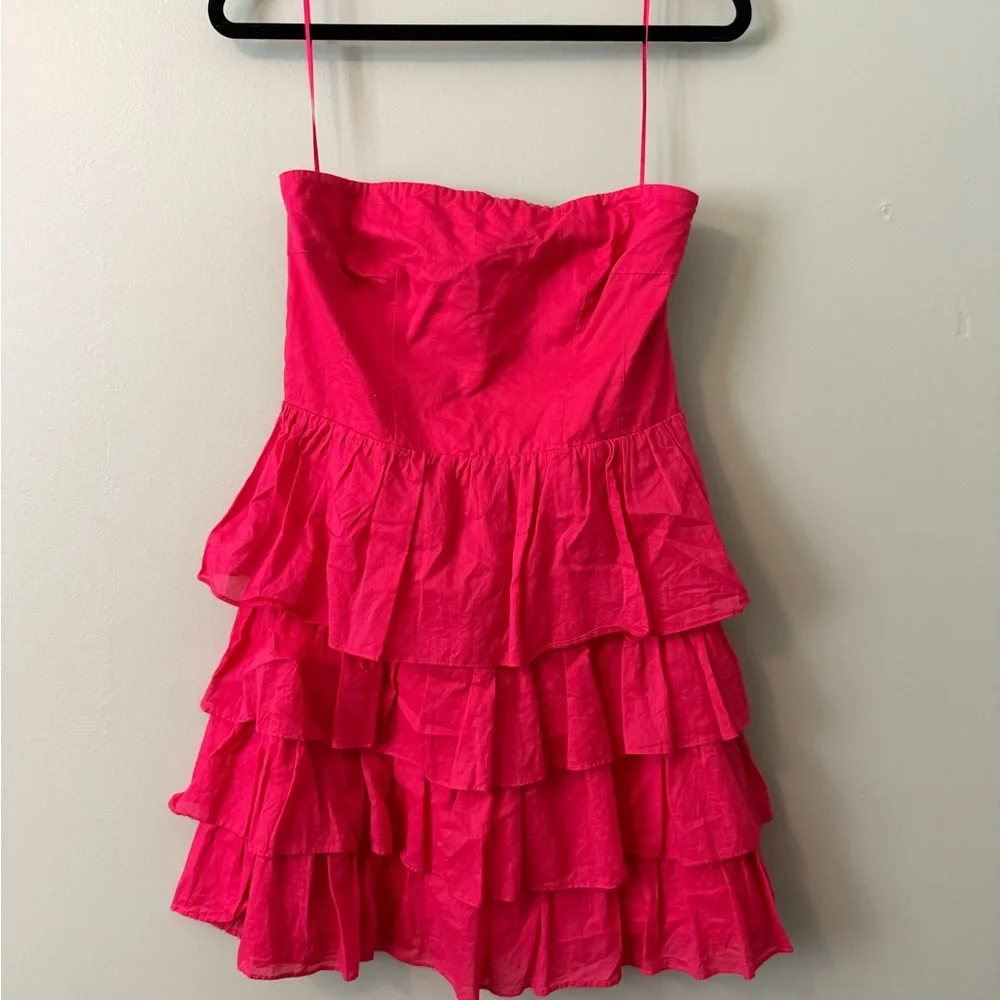 Pink Strapless Ruffle Dress - Picture 1 of 4